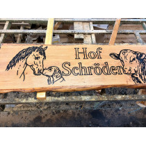 Holzschild, Gartenschild, Eiche, CNC gefräst, Gartenbank, Wunschtext möglich